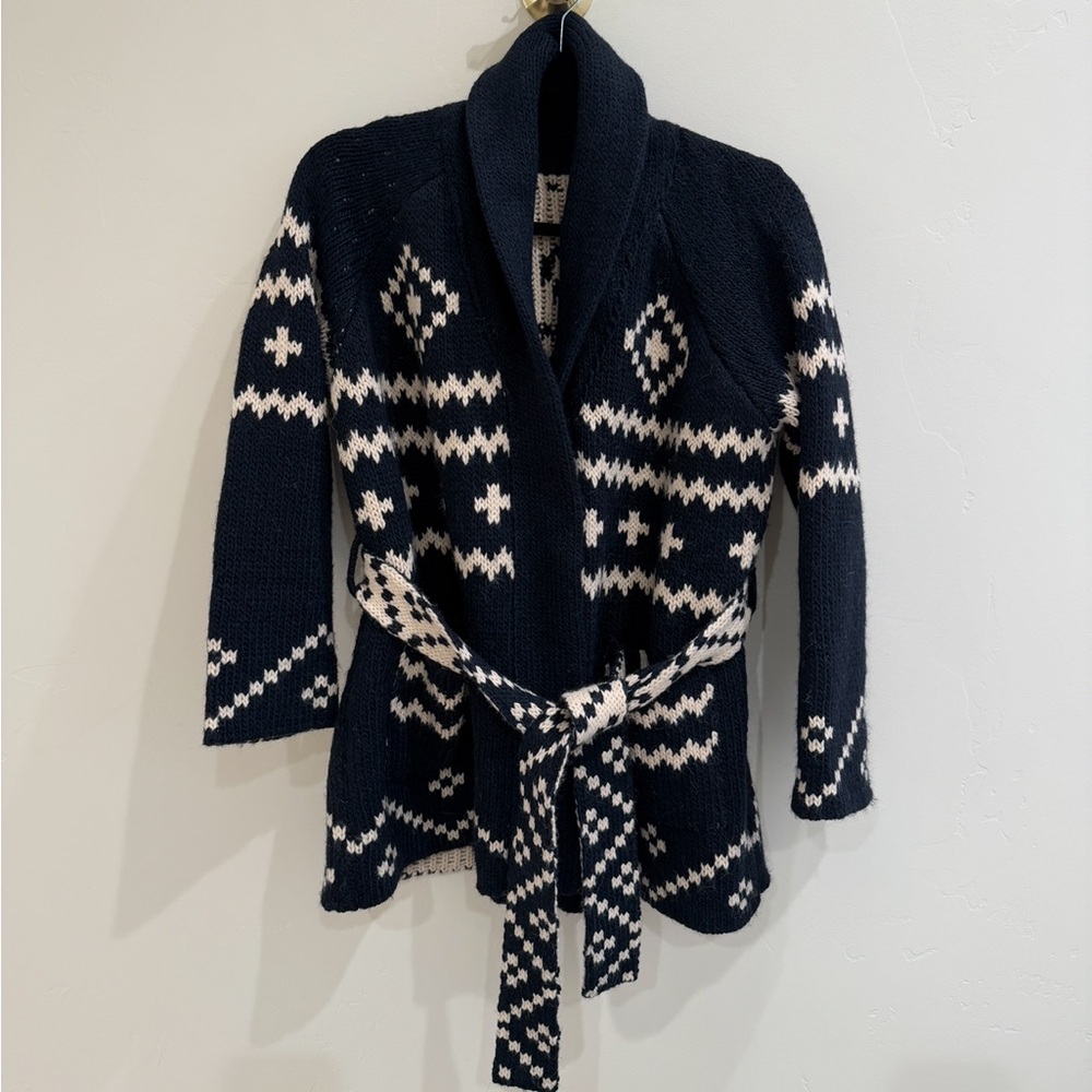 THE GREAT. Shepherd reversible cardigan Navy and Cream Knit. SOLD OUT ONLINE - Picture 6 of 13